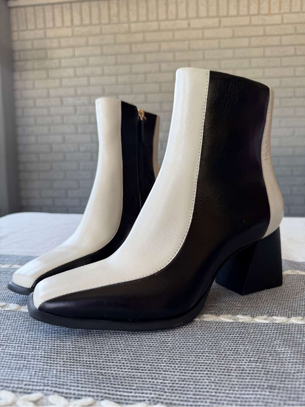 GB Holy-Grail2 Boots Colorblock Block Heel Booties Square Toe Go Go Style sz 7.5